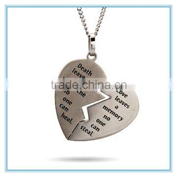 Stainless Steel Engravable Broken Heart Bereavement Pendant