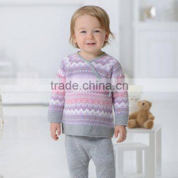 DB1161 dave bella 2014 fall/winter printed long sleeve baby clothing sets for girl wholesale sets baby clothing knitded sets