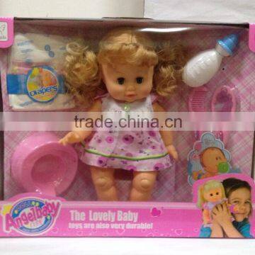 Hot Selling 14inch Soft Material Doll Set Drinking Peeing Girl Baby Doll Toy photo-3