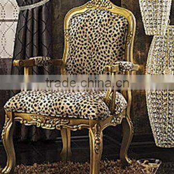 Morden Chair Stocklot chair Solid wood hand carved Leopard Chair,antique style accent chair with fabric cushion