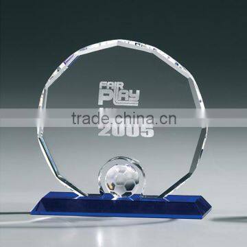 High quality round shape crystal soccer award for soccer game souvenir