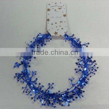 HOT SALE! 3 Yards Metallic PVC Blue Mini Stars Tinsel, Wired Garlands, Gift Wrapping Tinsels