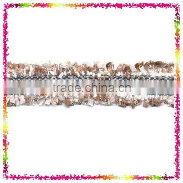 Brown/Ivory Eyelash Black/Silver Metallic Knitting Decorative Braided Cotton Trim