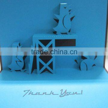 3d pop up Thank you Penguins card