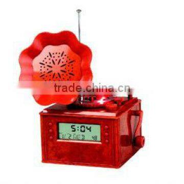 Retro FM radio with high sensitive and calendar alarm clock themometer and world time