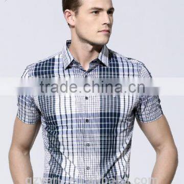 Men's office casual Plaid short sleeve Shirt