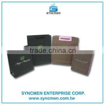 Hot Sale Recyclable Medium Hand Length Handle Kraft Paper Gift Bag for Shopping Packaging photo-4