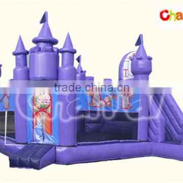 Cheap purple color bouncy castle slide prices, inflatable inflatable combo bouncers for sale