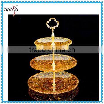 3tier glass cake stand handle gold wedding party decoretion                        
                                                Quality Choice