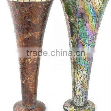 decorative tall mosaic glass vase