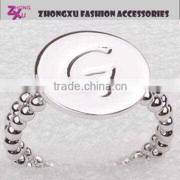 new custom womens silver plated promotion letter g ring