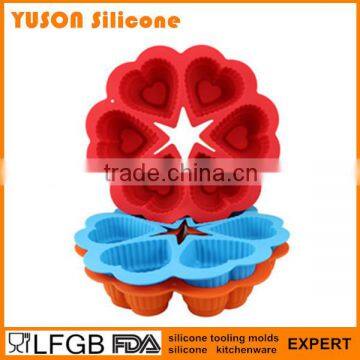 Heart shape China 3D silicone cake molds for Valentine's Day