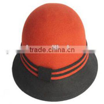 Women graceful 100% wool bowler floppy cloche felt hat