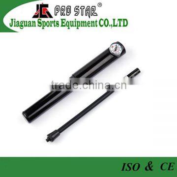 Aluminum alloy mini bike pump with gauge and hose