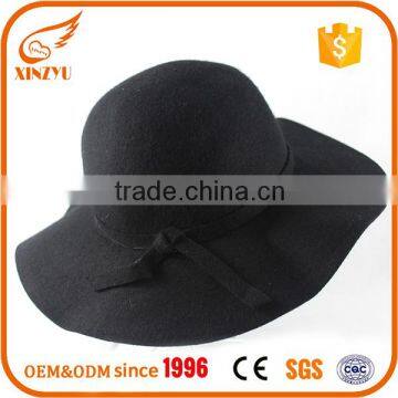 Custom ladies black felt hat 100% wool wide brim fedora hat for sale                        
                                                                                Supplier's Choice