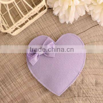 Fancy lavender heart shape felt girl's coin purse with nice bow tie