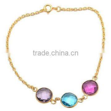 Multi Gemstone Bracelet Gold Plated