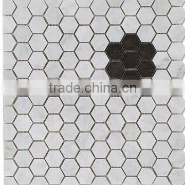 Small chip black in white marble mosaic tiles                        
                                                Quality Choice