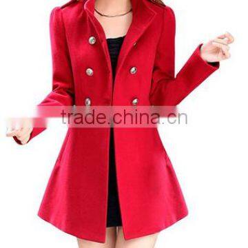 sexual turn-down collar unique design plain ladies coat