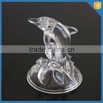 Home decoration clear glass dolphin crafts