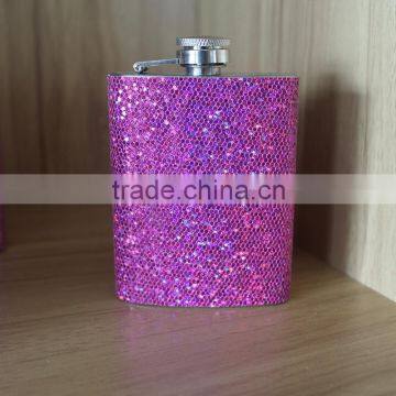 Stainless Steel Hip Flask For Girls In Variouus Colors In glitterpowder