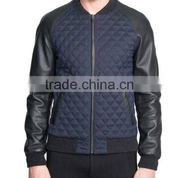 Quilted wool & leather jacket for men