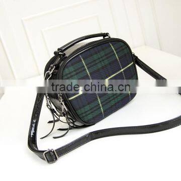 205 Women Fashion classic checked Leather Messenger Crossbody Lady Shoulder Bag