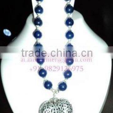 Lapis Stones German Silver Necklace