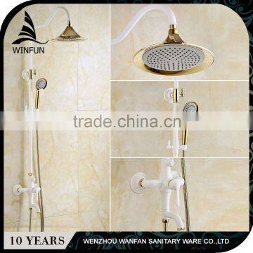 Fashion/European style bath shower set,white painted bathroom rainfall shower set