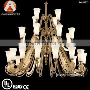 Bronze Big Chandelier with Glass Shade for Hotel Decoration