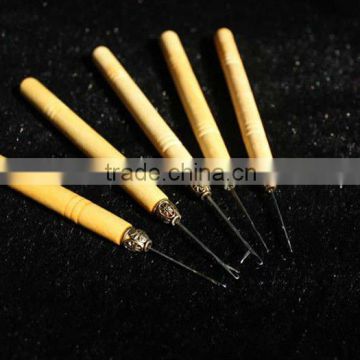 wood handle hair extension hook hair extension pulling needle hair extension threads hair hooks