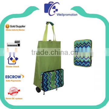 Promotion easy carry trolley supermarket shopping bags with wheels