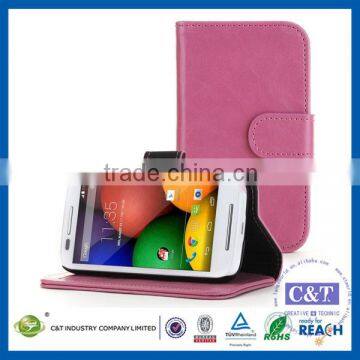 C&T New Luxury Class style leather wallet for moto e flip cover