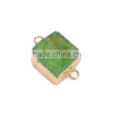 New Arrival Green Stone Pendants High Quanlity Brass Connector Fashion Square Druzy Charms For Necklace Bracelet