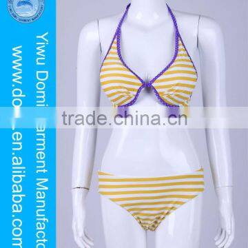 Domi Hot Sex Image Photo Bikini Sets With Full Stripe Style Swimwear and Beachwear