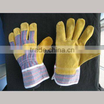 Pig Split Leather Full Palm Rubberized Cuff Leather Safety Glove-3590 photo-2