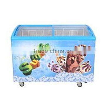 Double door sliding glass door ice cream freezer with CE