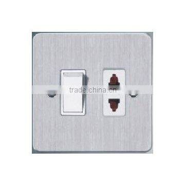 stainless steel 1gang 2 pin switch and socket