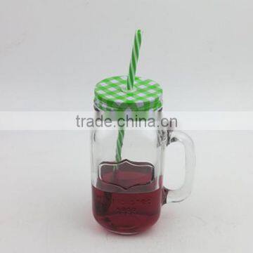 New Design 700ml Glass Drinking Jar with Lid and Straws