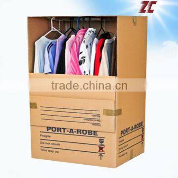 Strong Foldable Corrugated Carton Box , Strong Paper Wardrobe Export Moving Box