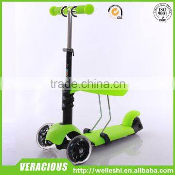 Factory wholesale adult scooter with CE EN71 3 wheel folding manual pedal push 120/80mm kids kick scooter