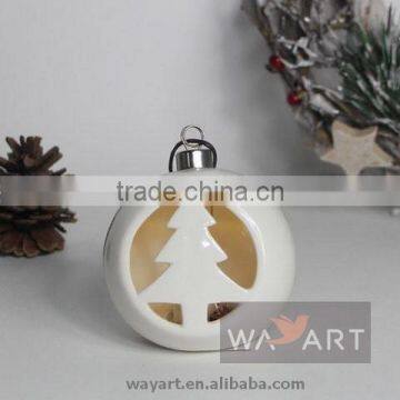 Lovely Heart Ceramic Christmas Ball Candle Holder for Hanging photo-3