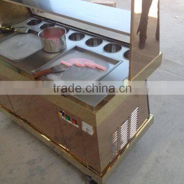 Frozen Yogurt Fruit Ice Cream Rolls Making Machine With Real Fruit photo-4