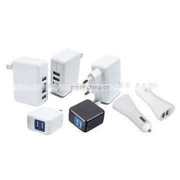 white/black 12v-24v input 2 port car charger output 5v 1a/2.1a with led light for tablet/iphone made in china