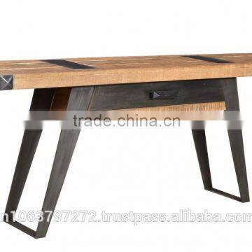 Console Mango Wood Top And Iron Metal Base