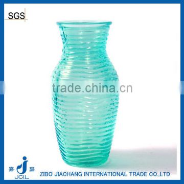 tall cylinder blue colored glass vase for home decoration