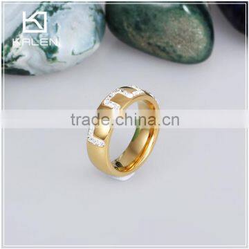 western fashion 24k solid gold plated wedding ring jewelry