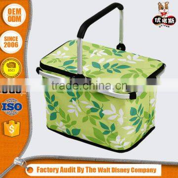 customized outdoor insulated picnic lunch bag folding cooler basket