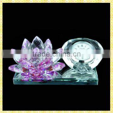 Unique Exquisite Luxury Purple Crystal Lotus Clock For Wedding Guest Takeaway Souvenirs