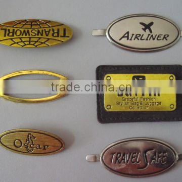 scutcheon tag, metal nameplate badge